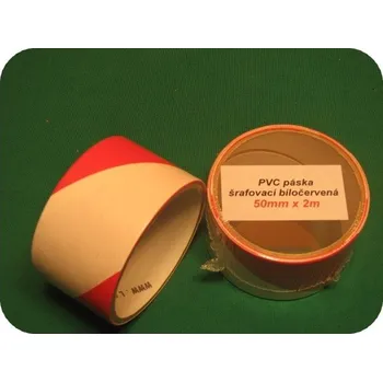 Páska samolepící , červeno-bílá 50mm x 2m