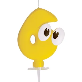 Svíčka Číslová svíčka se stojánkem "6" 80mm (1ks)