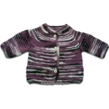 ručně pletený svetr pruhovaný na rozepínání, odstíny fialové, velikost 62