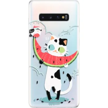 Pouzdro na mobilní telefon Odolné silikonové pouzdro iSaprio - Cat with melon - Samsung Galaxy S10+