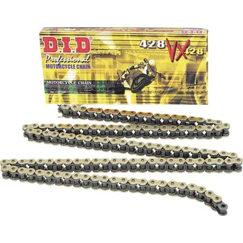 Řetězová sada pro motocykl DID - Japonsko 122čl. řetěz DID typ 428VX černo-zlatý
