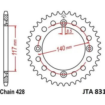 Řetězová sada pro motocykl JT-Sprockets JTA831-47 řetězová rozeta zadní duralová