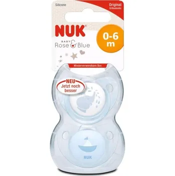 dudlíky Silikonové šidítko NUK 0-6m modrý 2 ks