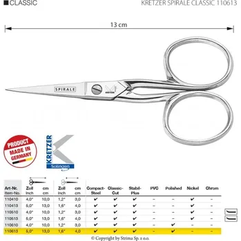 Krejčovské nůžky Nůžky KRETZER SPIRALE CLASSIC 110613