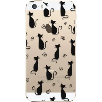 Odolné silikonové pouzdro iSaprio - Cat pattern 05 - black - iPhone 5/5S/SE