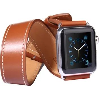 Řemínek na hodinky Kožený pásek / řemínek Double Circle pro Apple Watch 42mm hnědý