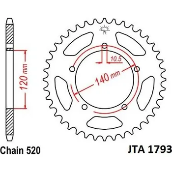 Motodíl JT-Sprockets JTA1793-48 řetězová rozeta zadní duralová