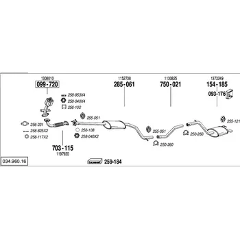 Výfukový systém výfuková trubka střední Bosal 750-021