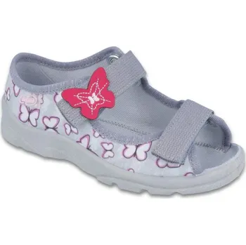 Dívčí bačkory Bačkůrky sandálky Befado Max 969X135 šedé s motýlky velikost: 27