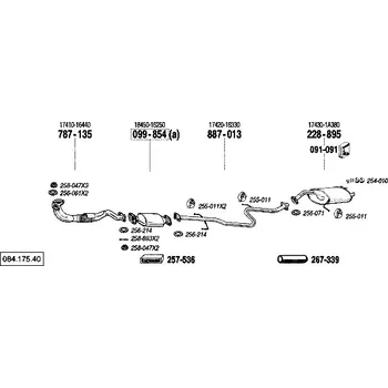 Výfukový systém výfuková trubka střední Bosal 887-013