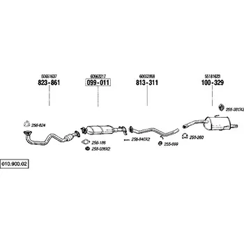 Výfukový systém výfuková trubka střední Bosal 813-311