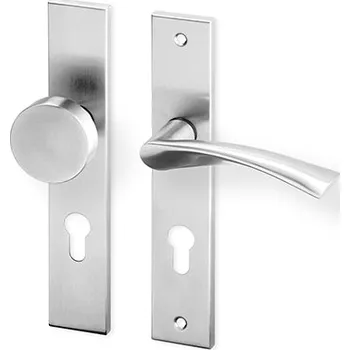 Dveřní kování Dveřní kování EURA HR ECO nerez kl.+koule (Dveřní kování EURA HR ECO nerez se štítem s roztečí 72 nebo 90 mm, vhodná pro interiér, pro cylindrický (fab) zámek.)