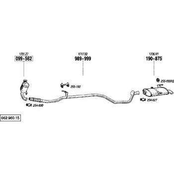 Výfukový systém výfuková trubka střední Bosal 989-999