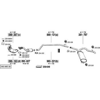 Výfuková trubka výfuková trubka střední SWB Bosal 890-121