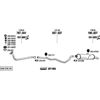 Výfukový systém výfuková trubka střední Bosal 937-837