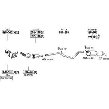 Výfukový systém výfuková trubka střední Bosal 852-385