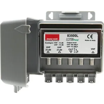 Televizní anténa Anténní předzesilovač Emme Esse 83500L, na stožár, LTE, 1xDAB(VHF III) G10dB, 2xUHF G10dB
