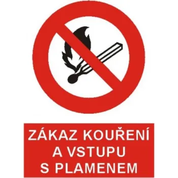 Bezpečnostní značky Zákaz kouření a vstupu s plamenem A5 samolepka