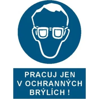 Bezpečnostní značky Pracuj jen v ochranných brýlích! A4 plast