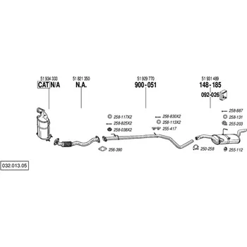 Výfukový systém výfuková trubka střední Bosal 900-051