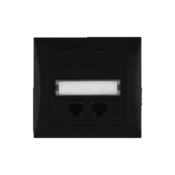 Elektrická zásuvka zásuvka datová 2xRJ45 - Cat.5e - ELEGANT - antracit.černá, komplet