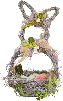 Velikonoční dekorace Anděl Přerov Košík proutěný s levandulí zajíc 29 cm