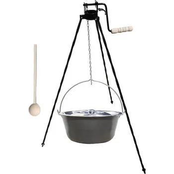 Kempingové nádobí Nerezový kotlík 30 L (1,5 mm) + stojan s kladkou VAR