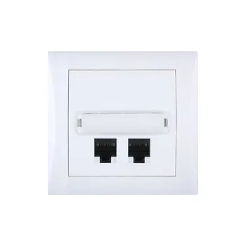 Elektrická zásuvka zásuvka datová 2xRJ45 - Cat.5e - ELEGANT - sněh.bílá, komplet