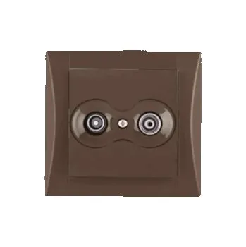 Elektrická zásuvka zásuvka TV+R konc. 1dB ELEGANT - oříšk.hnědá, komplet