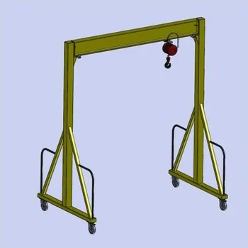 Plošinový vozík Portalový jeřáb s ručním kladkostrojem, nosnost 500 kg, šířka 3000 mm, výška 3000 mm
