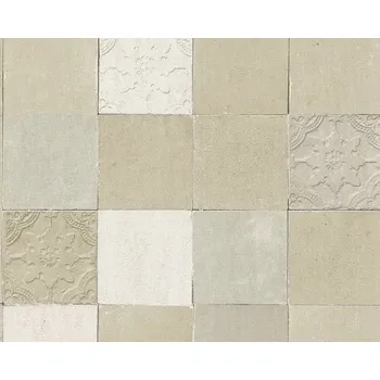 Tapeta Vliesová tapeta 374064 krémová, šedá, dlaždice / Tapety na zeď 37406-4 New Walls (0,53 x 10,05 m) A.S.Création