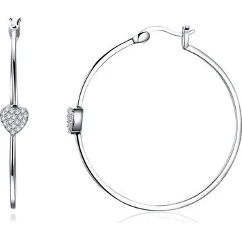 Náušnice Elenys stříbrné kruhové náušnice Třpytivá srdce