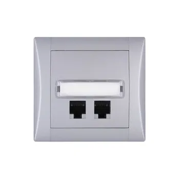 Elektrická zásuvka zásuvka datová 2xRJ45 - Cat.5e - ELEGANT - hliník, komplet