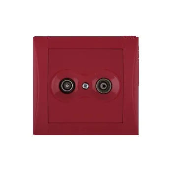 Elektrická zásuvka zásuvka TV+R konc. 1dB ELEGANT - rubín.červená, komplet