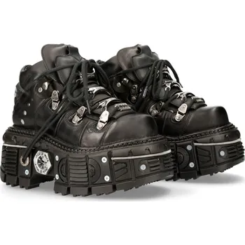 Pánská zimní obuv boty kožené unisex - ITALI NEGRO - NEW ROCK - M.TANK006C-S1