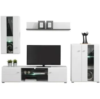 Obývací stěna Obývací stěna s osvětlením Goro - bílá/dub černý