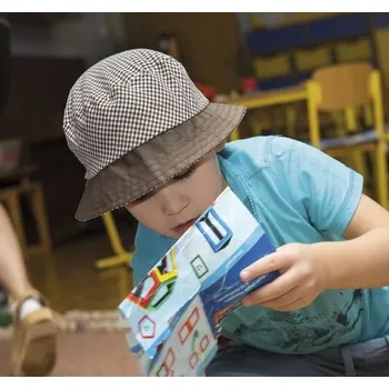 Klobouk Dětský bavlněný klobouček jemná kostka šedá - 54