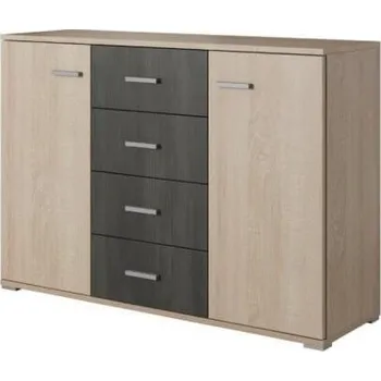 Komoda Komoda 2D4S VENECIA 27, v kombinací dubu sonoma se šedou skladem, 135 x 93 x 41 cm