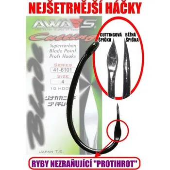 Rybářský háček Awa-S Háčky Cutting Blade 6101 Black Nickel 10ks - vel.2