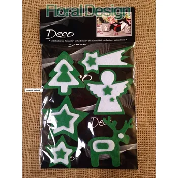 Vánoční dekorace Ornament - filc samolepící 6 ks tmavě zelená
