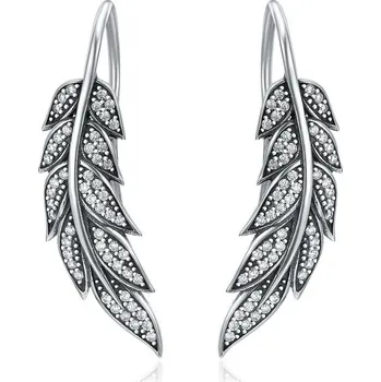 Náušnice Elenys stříbrné náušnice visací Třpytivé lístky