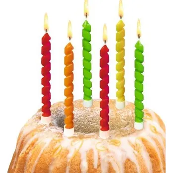 Dortová svíčka Susycard Narozeninové svíčky Twister se stojánky 6ks, mix barev (Herlitz)