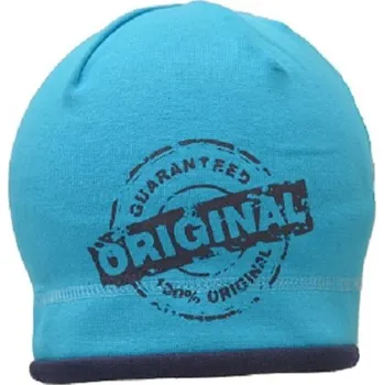 Čepice Jarní/podzimní dětská jednobarevná čepice Hugo potisk razítko tyrkys 30032653 - 46-49 cm