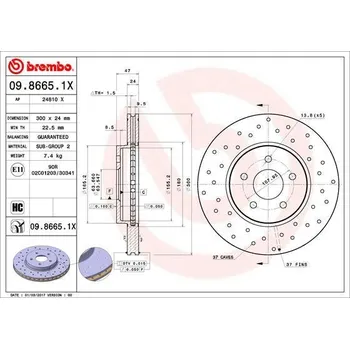 Brzdový kotouč Brembo 09.8665.1X
