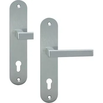 Cobra bezpečnostní kování TOWER (hliník) Provedení: K PZ RE (klika pravá/koule pro FAB), Rozteč: 90mm, Povrch: F9 (nerezový elox)