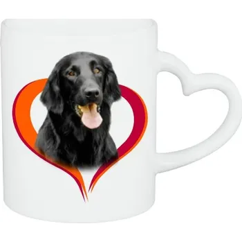 Pánská móda Hrnek srdce s potiskem Flat Coated Retriever
