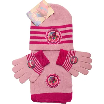 Čepice Trolls růžový zimní set Velikost: ONE SIZE