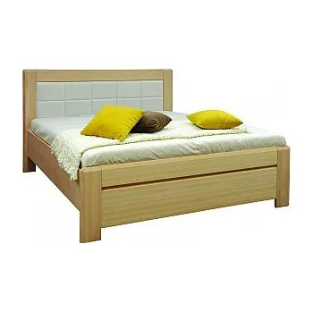 Postel Postel ELANA 2 180cm, s roštem a s úložným prostorem dub / čelo ekokůže bílá