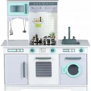 Dětská kuchyňka EcoToys Velká dřevěná kuchyňka s příslušenstvím 7258A šedá