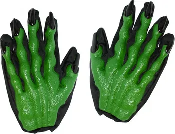 Karnevalový doplněk Widmann Zelené latexové ruce čarodějnice na rukavicích